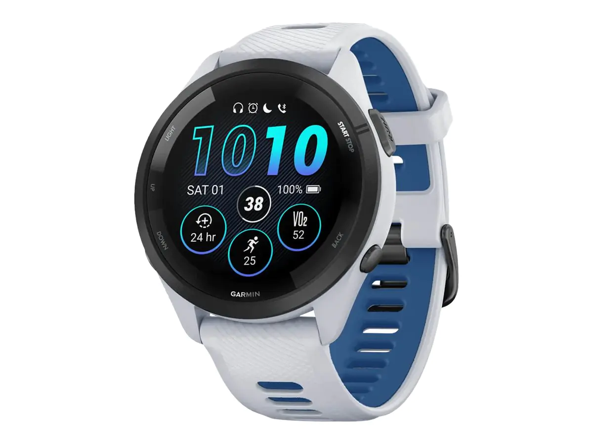 Garmin Forerunner 265 - 46 mm - Whitestone - intelligente Uhr mit Riemen - Handgelenkgröße: 135-205 mm - Anzeige 3.25 cm (1.3") - 8 GB - Bluetooth, Wi-Fi, ANT+ - 47 g