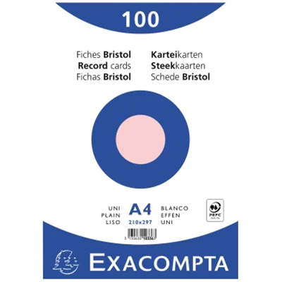 Exacompta Karteikarte 10336E DIN A4 blanko rosa 100 St./Pack.
