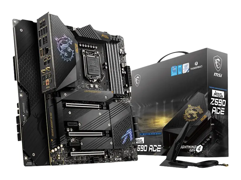 MSI MEG Z590 ACE - Motherboard - ATX - LGA1200-Sockel - Z590 Chipsatz - USB-C Gen2, USB 3.2 Gen 1, USB 3.2 Gen 2 - 2.5 Gigabit LAN, Wi-Fi 6, Bluetooth - Onboard-Grafik (CPU erforderlich) - HD Audio (8-Kanal)