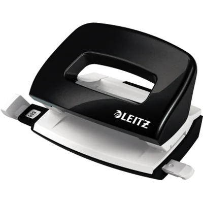 Leitz Locher NeXXt WOW Mini 8 cm 10 Bl. (80 g/m²) mit Anschlagschiene schwarz