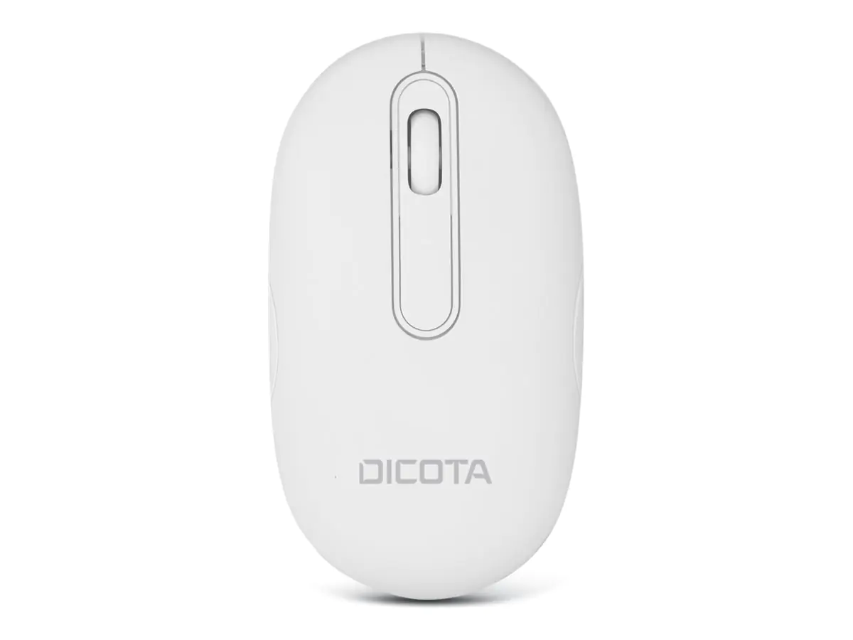 Dicota DESKTOP - Maus - rechts- und linkshändig - optisch - 3 Tasten - kabellos - 2.4 GHz, Bluetooth - kabelloser Empfänger (USB) - weiß