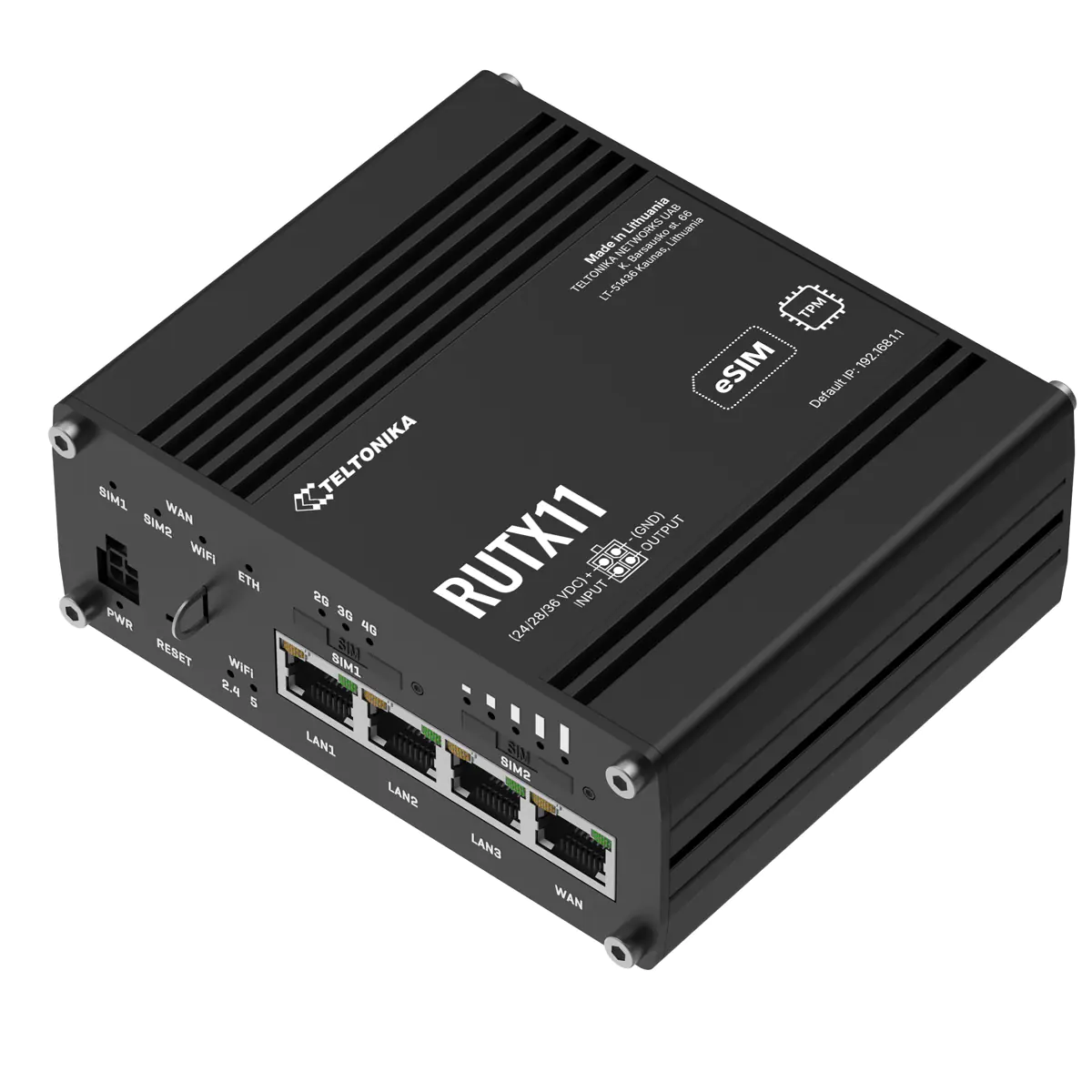 Teltonika RUTX11 - Wireless Router - WWAN 4-Port-Switch - 1GbE - Wi-Fi 5 - Dual-Band - 3G, 4G