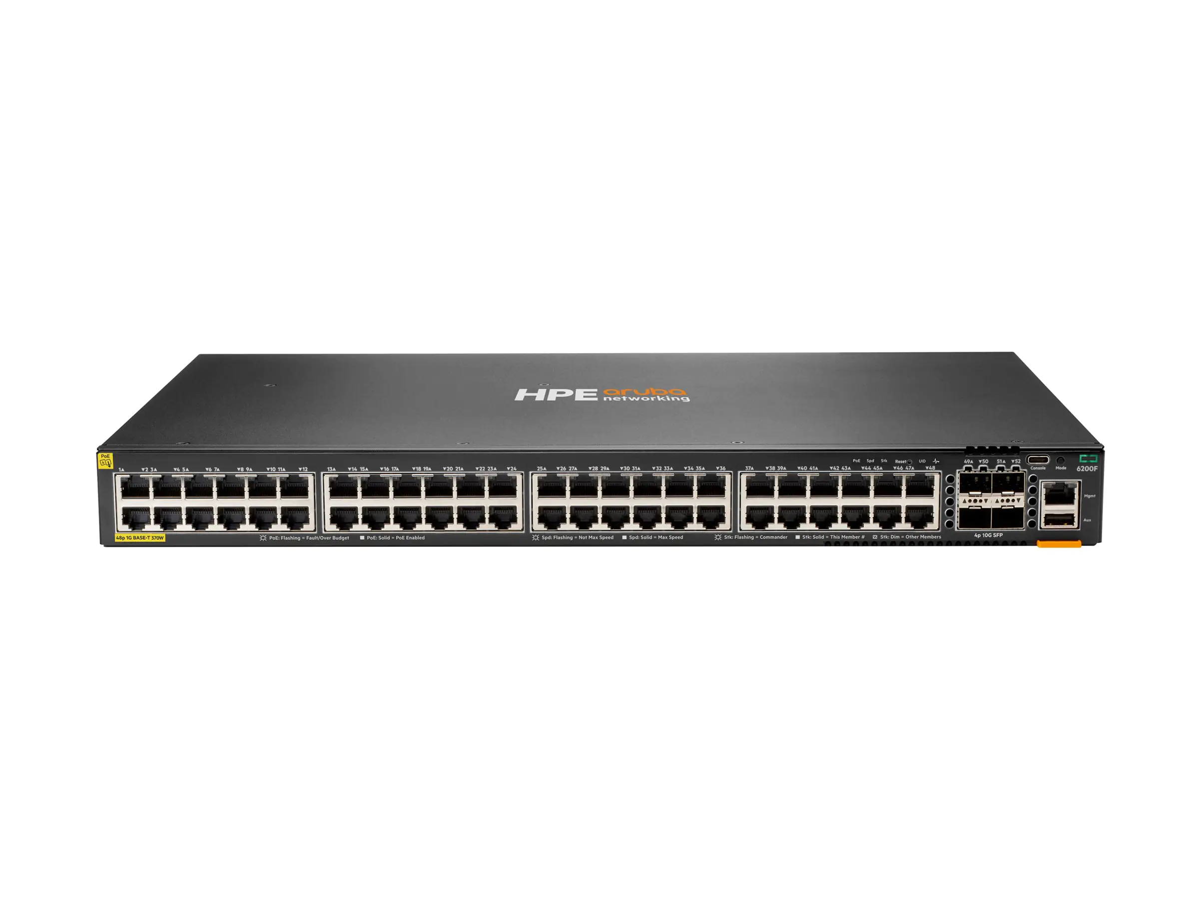HPE Aruba Networking CX 6200F 48G Class 4 PoE 4SFP 370W Switch - Switch - max. Stapelentfernung
