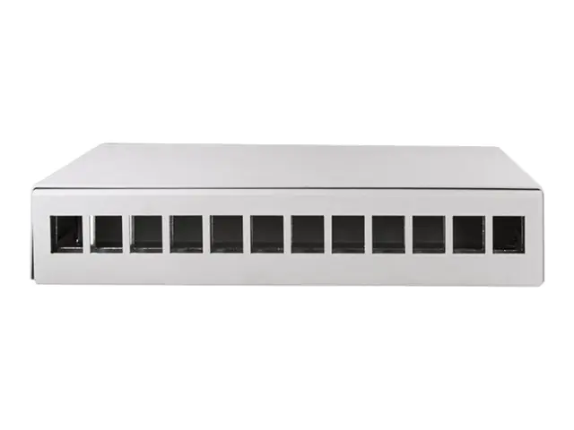 LogiLink Consolidation Point Box (CP) - Kabelanschlusskasten - Tisch montierbar, geeignet für Wandmontage, Schiene montierbar - Hellgrau, RAL 7035 - 12 Ports