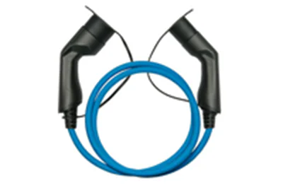 kabelmeister E-Auto-Ladekabel Mode 3, Typ 2 Stecker an Buchse, 3-phasig, 16 A, 11 kW, blau, 2,5m, Blau, Typ 2, Typ 2, Schwarz, Abgewinkelt, Abgewinkelt EVC01-025B