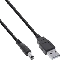 InLine USB DC Stromadapterkabel A Stecker zu 5.5x2.50mm Hohlstecker schwarz