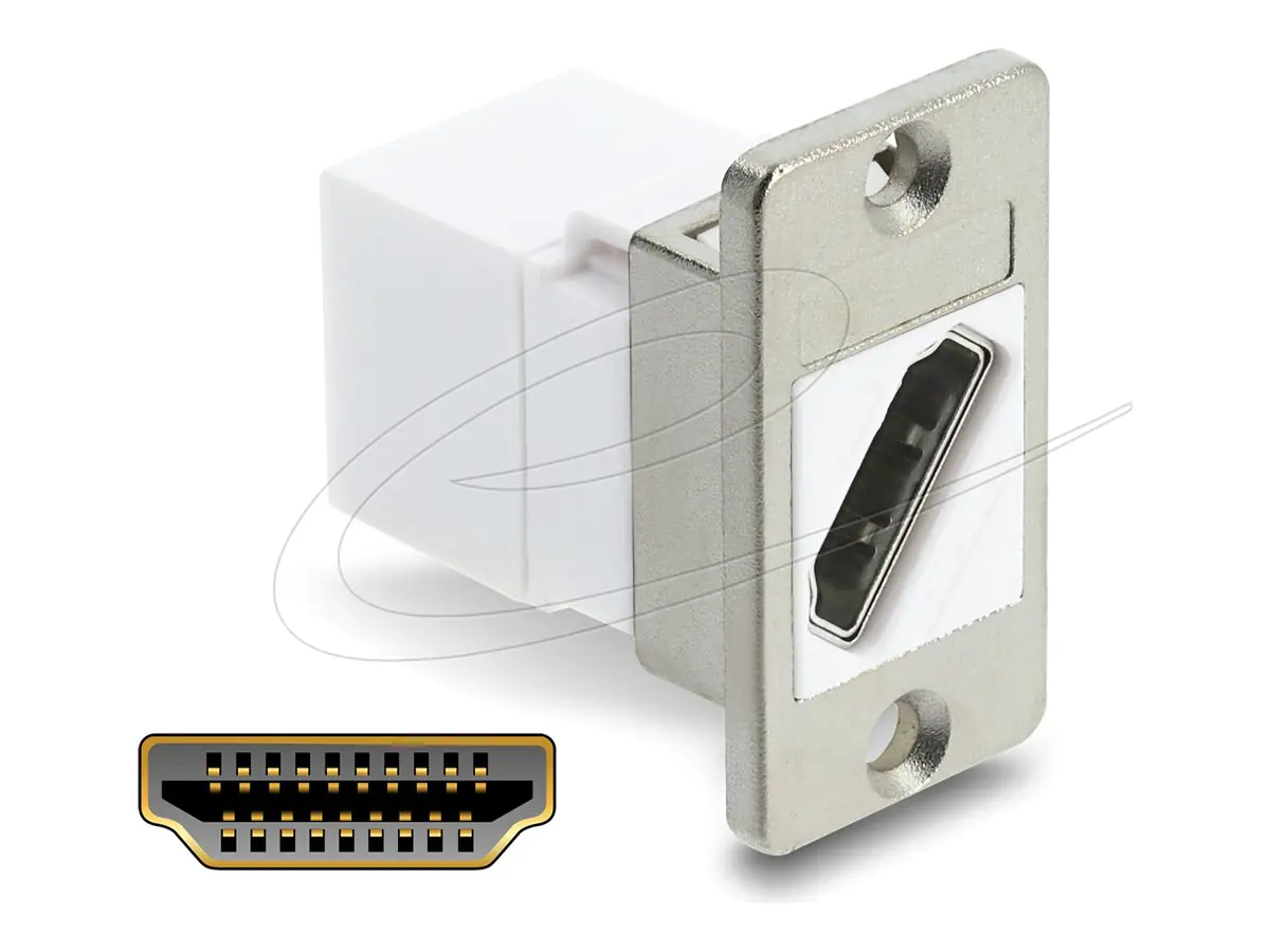 Delock HDMI Kupplung - HDMI weiblich Paneel montierbar zu HDMI weiblich - weiß, Silber -