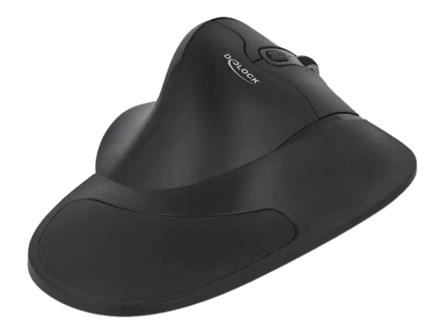 Delock Ergonomic - Vertikale Maus - ergonomisch - Für Rechtshänder - optisch - 5 Tasten - kabellos - 2.4 GHz - kabelloser Empfänger (USB) - Schwarz - retail