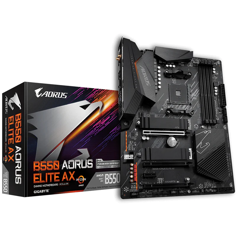 Gigabyte B550 AORUS ELITE AX V2 Mainboard, AMD, Sockel AM4, AMD Ryzen 3000 Series, AMD Ryzen 4000 Series, AMD Ryzen 5000 Series, Sockel AM4, DDR4-SDRAM, 128 GB