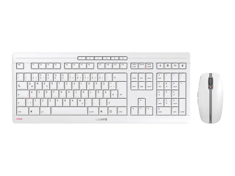 CHERRY STREAM DESKTOP - Tastatur-und-Maus-Set - kabellos - 2.4 GHz - Deutsch - Tastenschalter: CHERRY SX - Pale Gray