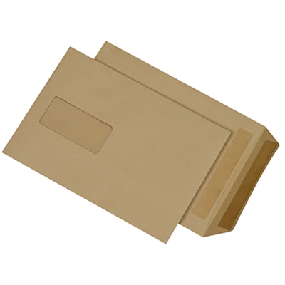 MAILmedia Versandtasche DIN B5 176 x 250 mm (B x H) mit Fenster 90g/m² mit Selbstklebung Natronpapier ohne Fadenverstärkung braun 500 St./Pack.