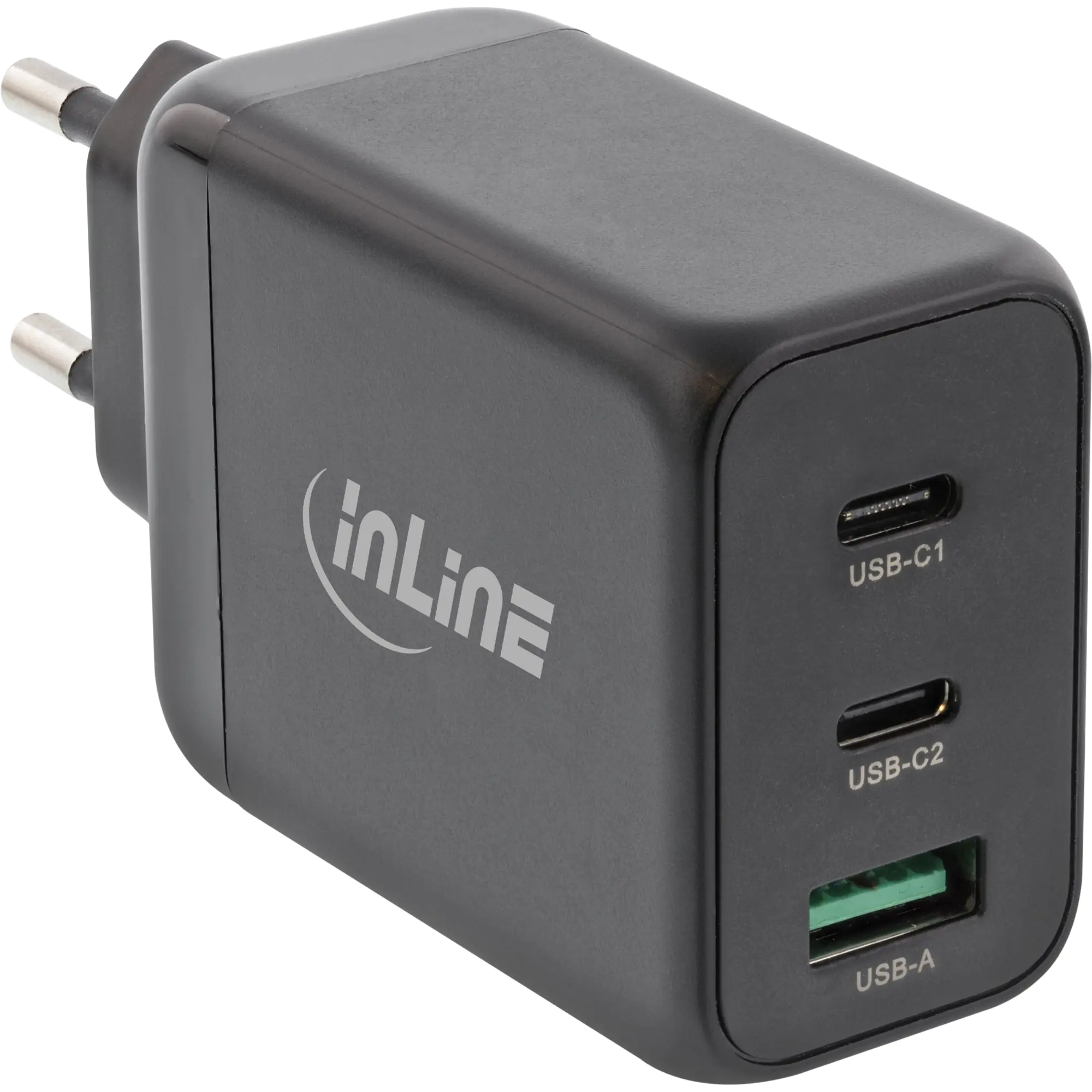 InLine 16415I - USB-C Netzteil - PD - Wechselstrom 100-240 V - 65 Watt - Ausgangsanschlüsse: 3 - Schwarz