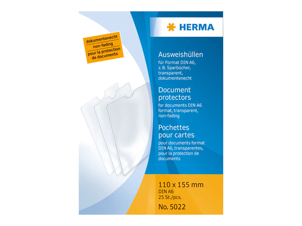HERMA Schutzhülle - für A6 (105 x 148 mm) - durchsichtig (Packung mit 25) 5022