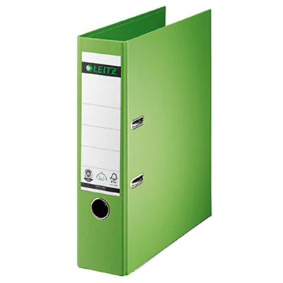 Leitz Ordner 80mm DIN A4 Rückenschild: geklebt Werkstoff: Pappe Material außen: Papier Material innen: Papier hellgrün