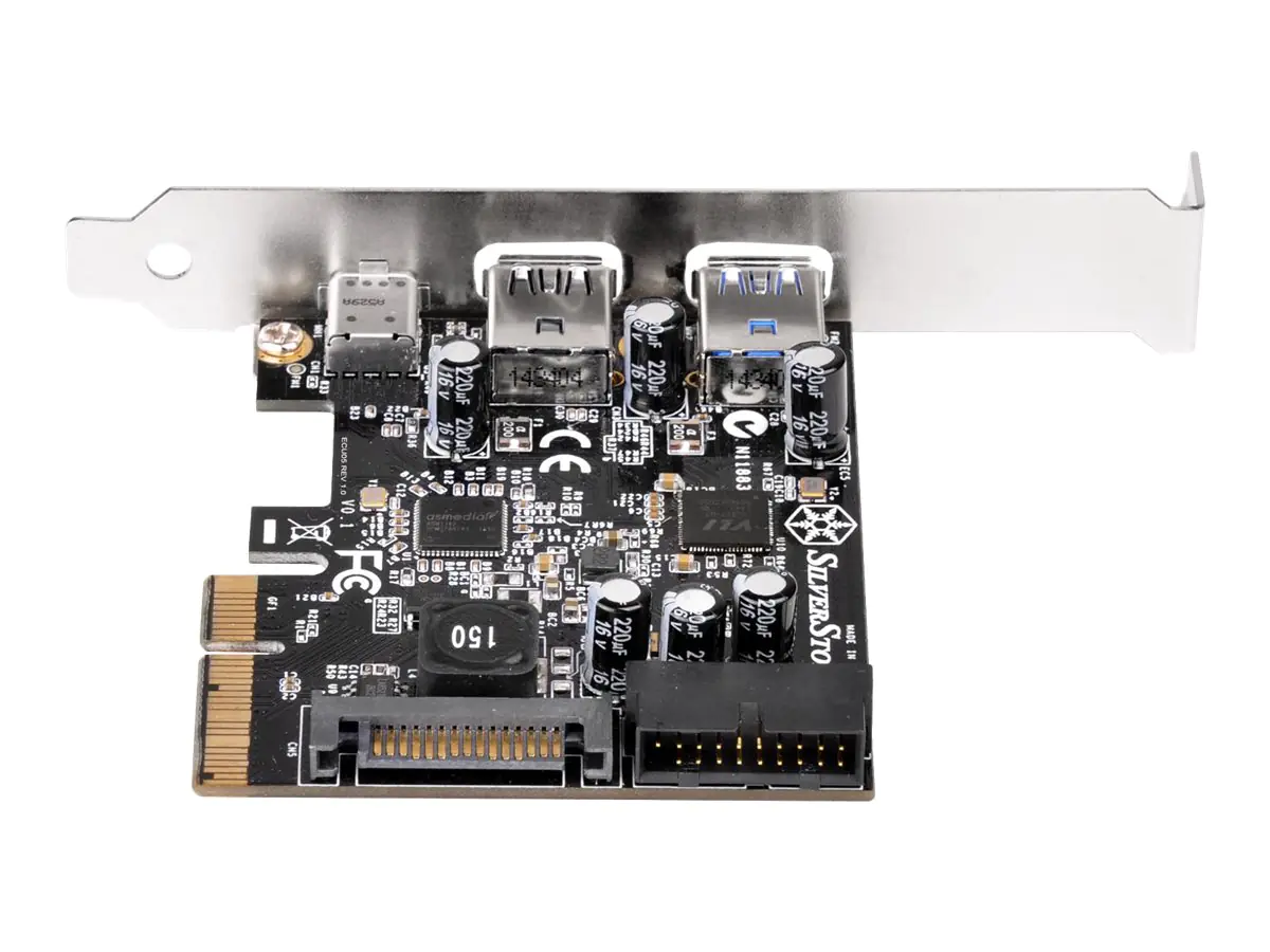 SilverStone ECU05 - USB-Adapter - PCIe 2.0 x2 Low -Profile - USB-C 3.1 x 1 + USB 3.0 x 2 + USB 3.0