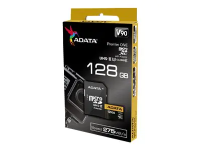 ADATA Premier ONE - Flash-Speicherkarte (microSDXC-an-SD-Adapter inbegriffen) - 128 GB - UHS-II U3 / Class10 - microSDXC UHS-II