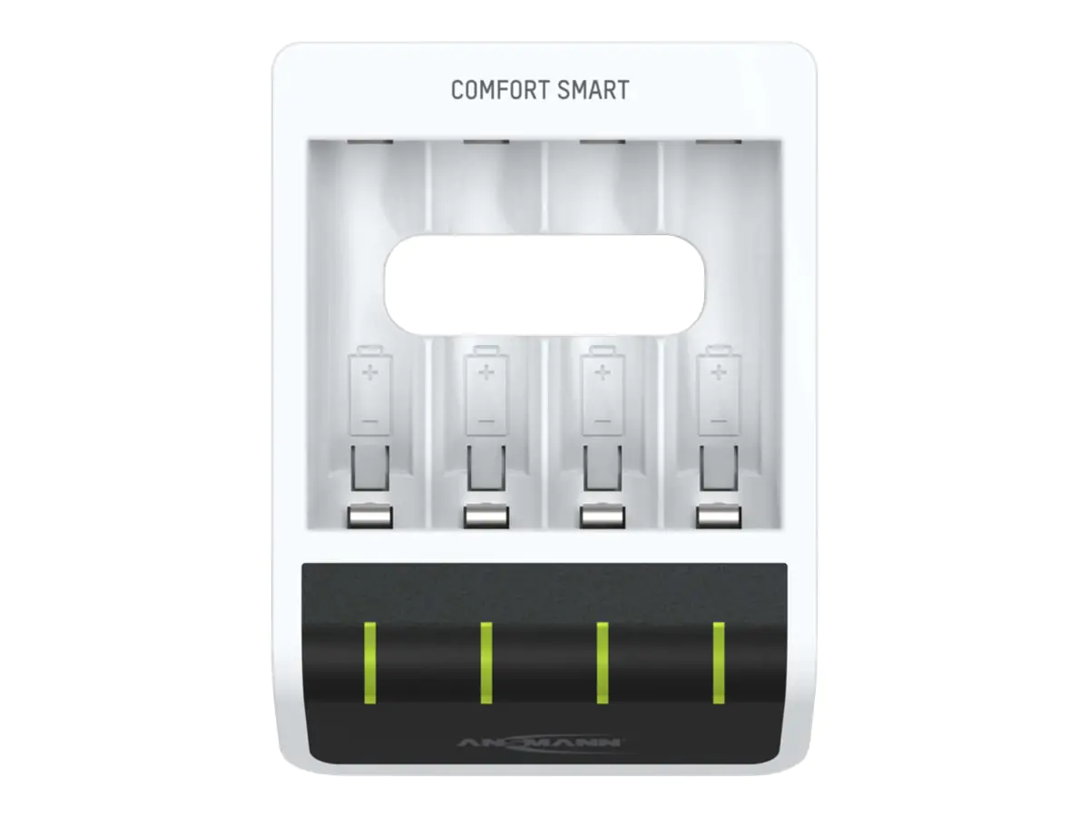 ANSMANN Comfort Smart - 1,5 Std. USB-Batterieladegerät - (für 4xAA/AAA) 4 x AA-Typ - 2100 mAh - 800 mA - Schwarz, weiß