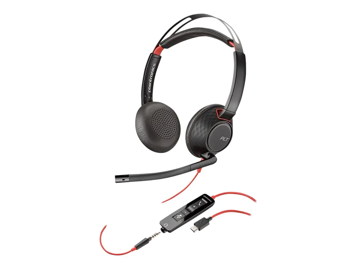 Poly - Plantronics Blackwire 5220 - 5200 Series - Headset - On-Ear - kabelgebunden - 3,5 mm Stecker, USB-C