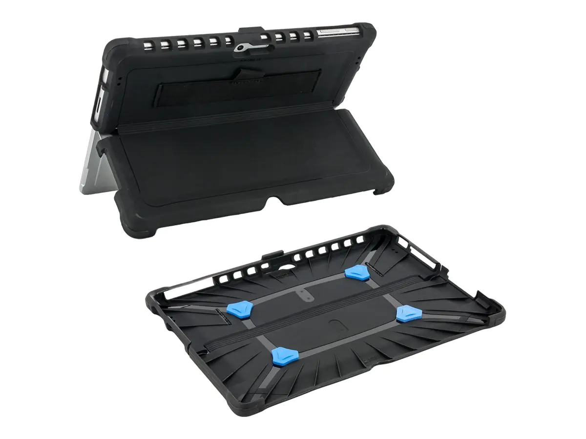 Mobilis PROTECH - Hintere Abdeckung für Tablet - mit Ständer & Handschlaufe, verstärkt - Schwarz - für Microsoft Surface Pro 8, Pro 9