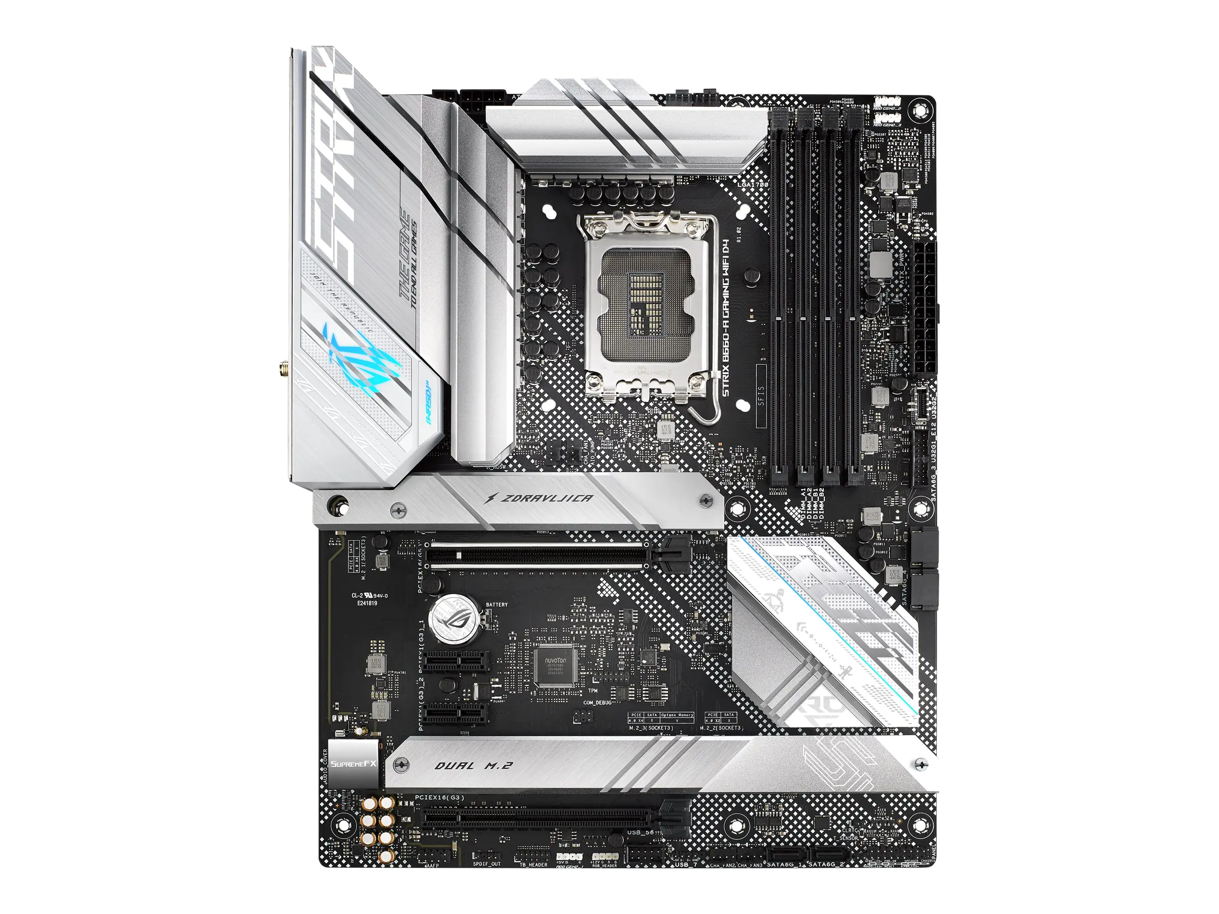 ASUS ROG STRIX B660-A GAMING WIFI D4 - Motherboard - ATX - LGA1700-Sockel - B660 Chipsatz - USB-C Gen 2x2, USB 3.2 Gen 1, USB-C Gen1, USB 3.2 Gen 2, USB-C Gen2 - 2.5 Gigabit LAN, Wi-Fi 6, Bluetooth - Onboard-Grafik (CPU erforderlich) - HD Audio (8-Kanal)