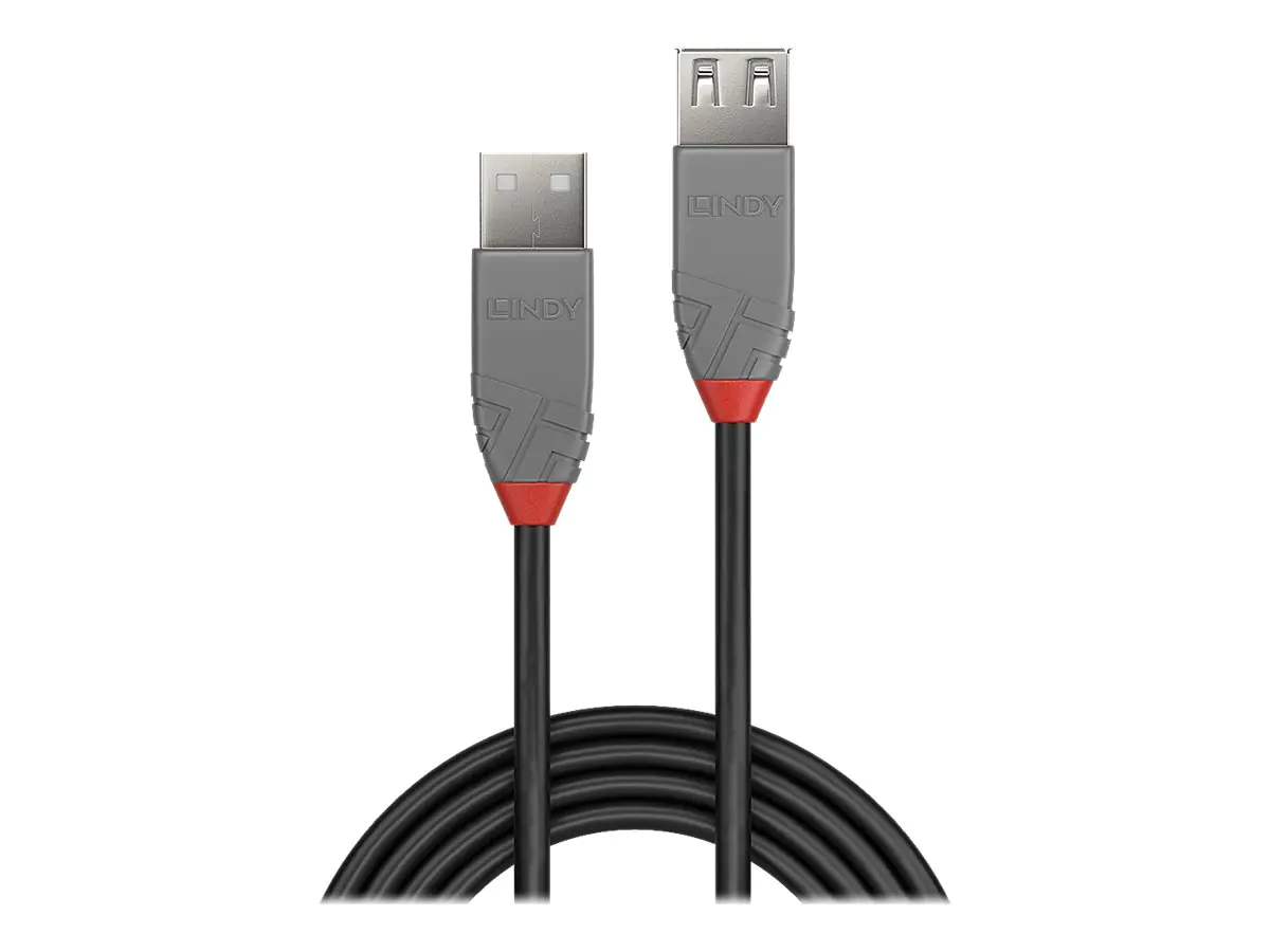 Lindy Anthra Line - USB-Verlängerungskabel - USB (M) zu USB (W) - USB 2.0 - 2 m - rund - Schwarz