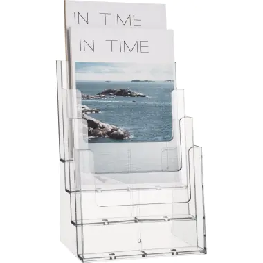 helit Prospekthalter H2352202 DIN A5 4Fächer PS glasklar