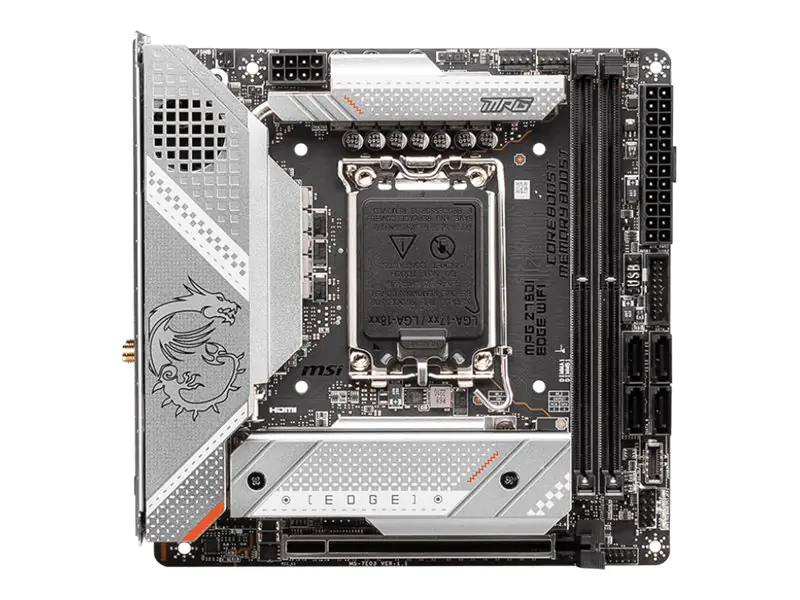 MSI MPG Z790I Edge WiFi - Motherboard - Mini-ITX - LGA1700-Sockel - Z790 Chipsatz - USB 3.2 Gen 1, USB 3.2 Gen 2, USB-C Gen 2x2 - 2.5 Gigabit LAN, Wi-Fi 6, Bluetooth - Onboard-Grafik (CPU erforderlich) - HD Audio (8-Kanal)
