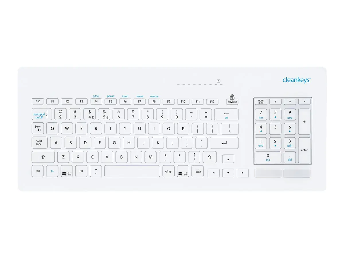 CleanKeys CK5 Glastastatur mit Touchpad - Deutsch kabelgebunden - USB - KR26202