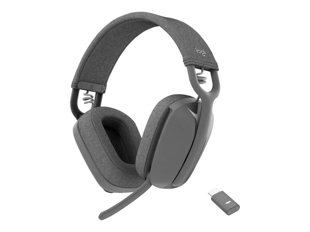 Logitech Zone Vibe Wireless - Headset - ohrumschließend - Bluetooth - kabellos - Adapter USB-C via Bluetooth - Graphite - optimiert für UC