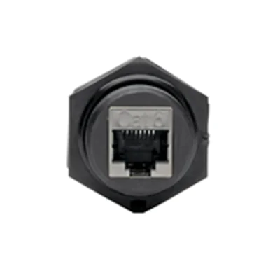 Eaton Tripp Lite Series RJ45 Bulkhead Coupler for Cat5/Cat6, Female to Female, Shielded, Industrial, Dust Cap - IP68, TAA - Modularer Einschub (Kopplung) - Außenbereich - CAT 6 - RJ-45 - Schwarz - TAA-konform