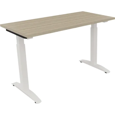 Schreibtisch Kufe Einzels. Quadrat B1200xT600xH650-850 ws/Eiche Natur