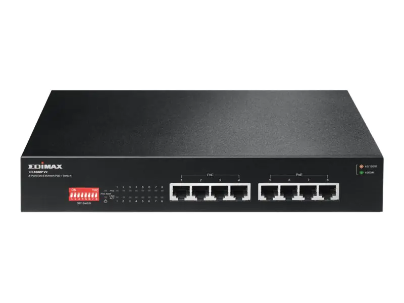 Edimax GS-1008P - V2 - Switch - 8 x 10/100/1000 (PoE+) - Desktop - PoE+ (130 W)
