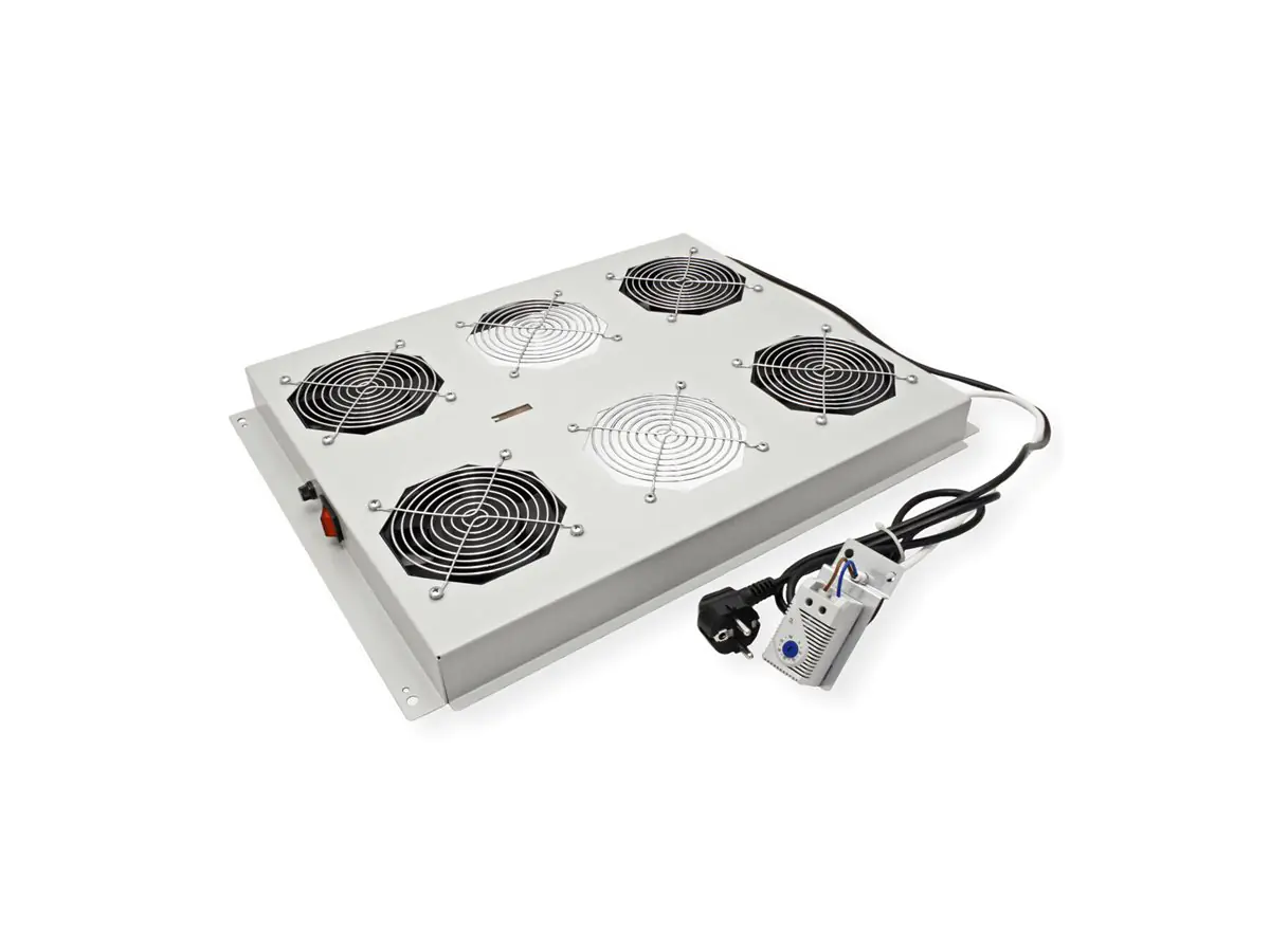 ROLINE Rack-Lüfter - 4 Ventilatoren, mit Thermostat - auf Dach montierbar - RAL 7035, Hellgrau - 48.3 cm (19") 26.21.0273
