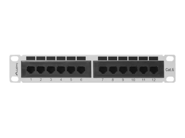 Lanberg PPU6-9012-S - Patch Panel - Rack montierbar - CAT 6 - UTP - RJ-45 X 12 - RAL 7035,