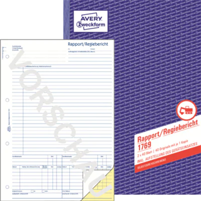 Avery Zweckform Rapport 1769 DIN A4 +Durchschlag 2x40Bl.