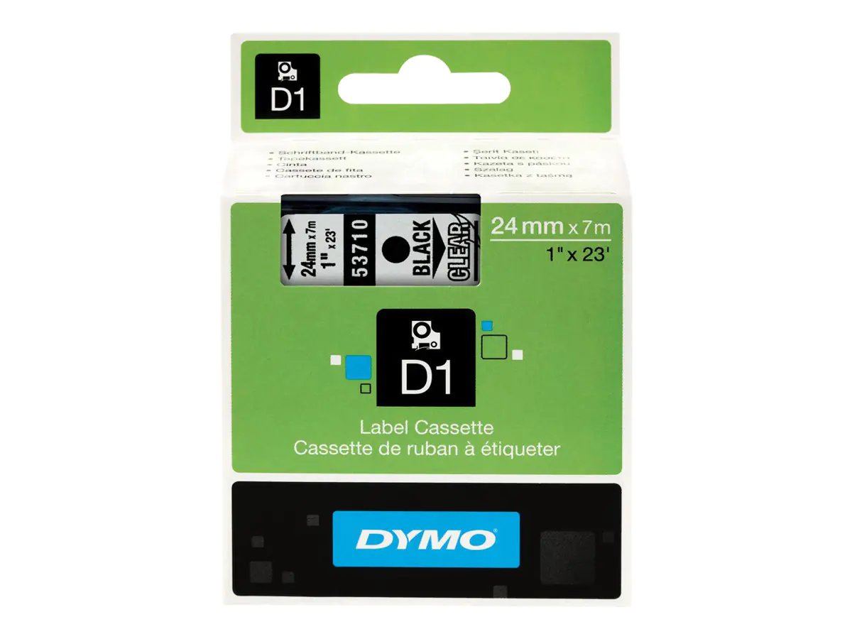 DYMO D1 - Selbstklebend - Schwarz auf Transparent - Rolle (2,4 cm x 7 m) 1 Kassette(n) Etikettenband - für LabelMANAGER 360, 400, 420, 450, 500, PC, PC2, Wireless PnP; LabelPOINT 300, 350