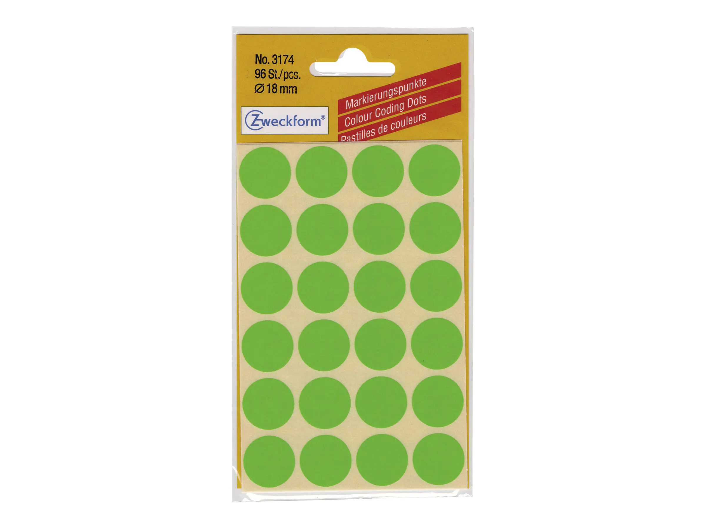 Avery Zweckform Avery - Grün - 18 mm rund 96 Etikett(en) (4 Bogen x 24 Etiketten 3006