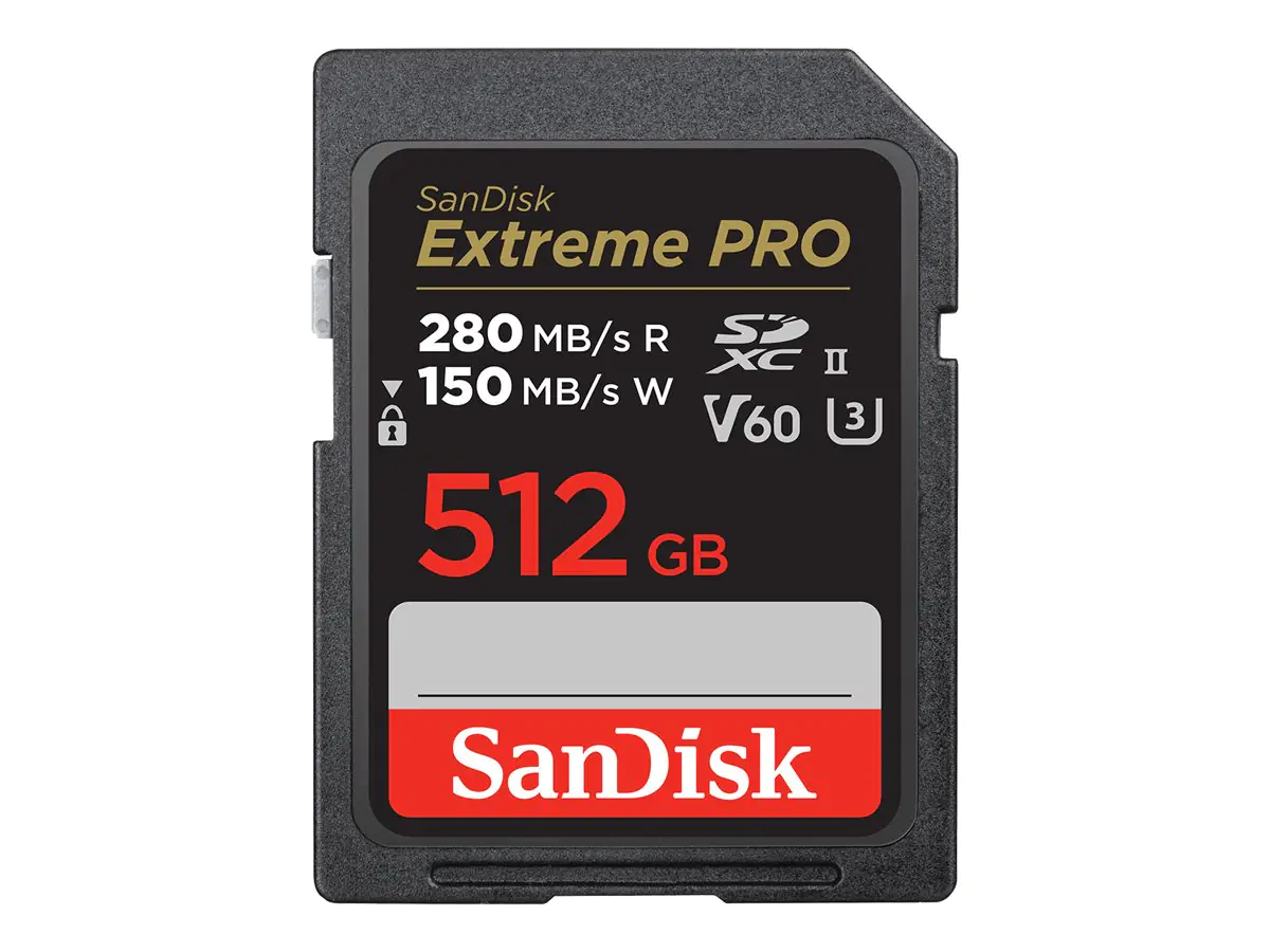 SanDisk Extreme Pro - Flash-Speicherkarte - 512 GB - Video Class V60 / UHS-II U3 / Class10 - SDXC UHS-II