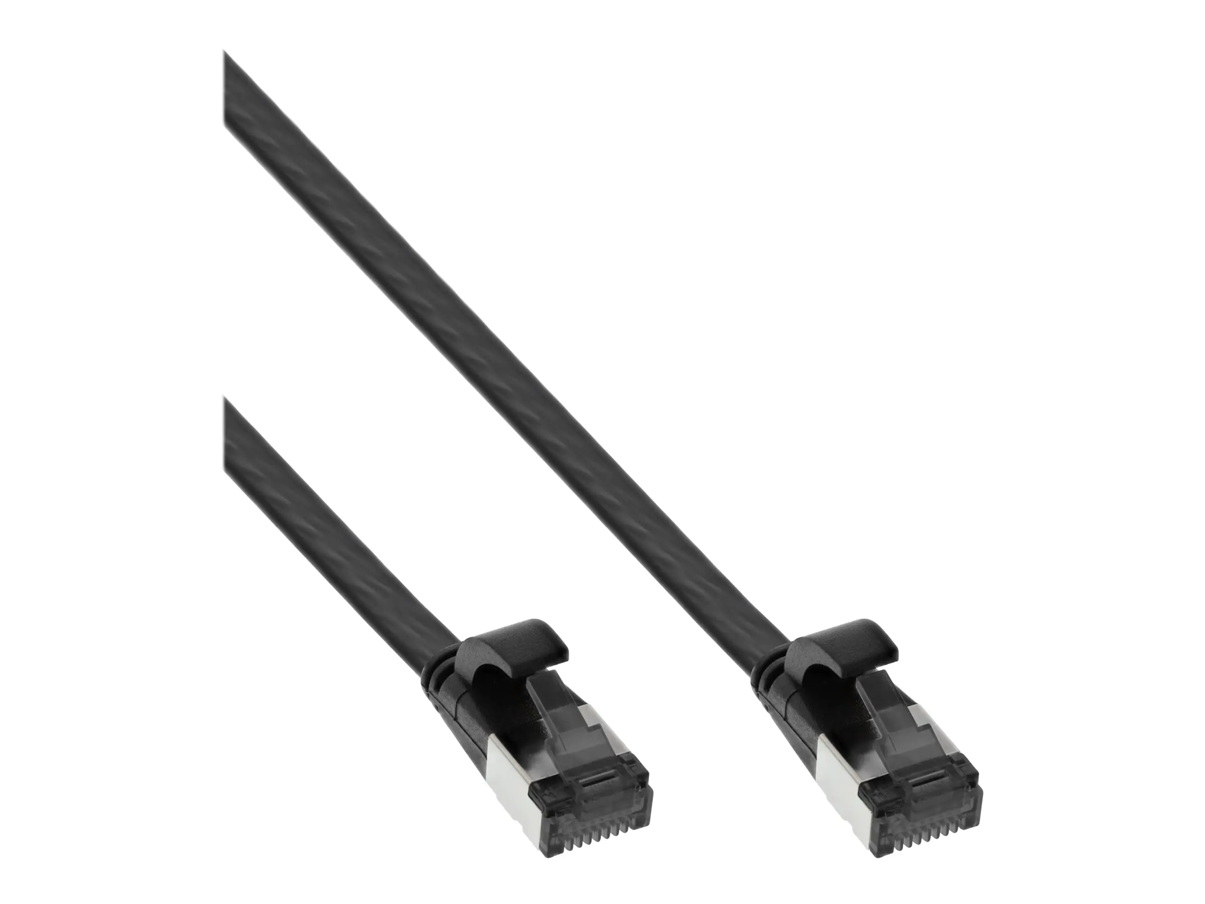 InLine - Patch-Kabel - RJ-45 (M) zu RJ-45 (M) - 30 cm - U/FTP, PiMF - CAT 8.1 - halogenfrei, ohne Haken, verseilt, flach - Schwarz