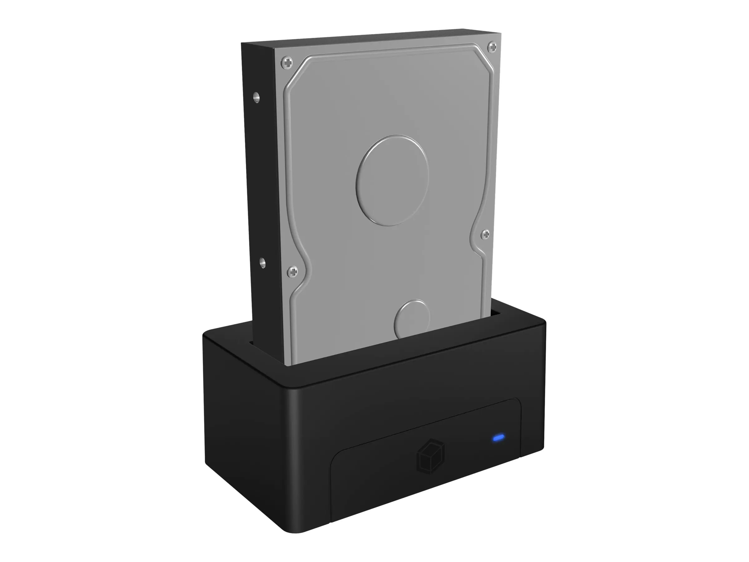 ICY BOX IB-1121-U3 - HDD-Dockingstation mit Datenanzeige, Netzanzeige, Ein/Aus-Schalter Schächte: 1 - 2,5" / 3,5" gemeinsam genutzt (6,4 cm/8,9 cm gemeinsam genutzt) - SATA 6Gb/s - USB 3.2 (Gen 1) - Schwarz