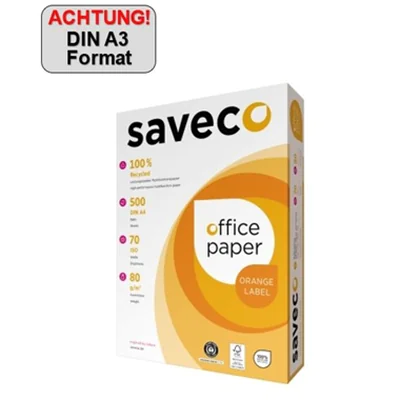 Saveco Kopierpapier Orange Label DIN A3 80g/m² weiß 500 Bl./Pack.