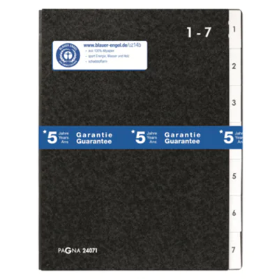 PAGNA Pultordner DIN A4 1-7 Hartpappe schwarz 7 Fächer