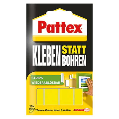 Pattex Klebepad Kleben statt Bohren Metall, Kacheln, Fliesen, Holz, Kunststoff, Stein 20 x 40 mm (B x L) weiß 10 St./Pack.