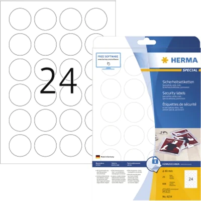 HERMA Etikett Sicherheit 4234 rund 40mm weiß 600 St./Pack.