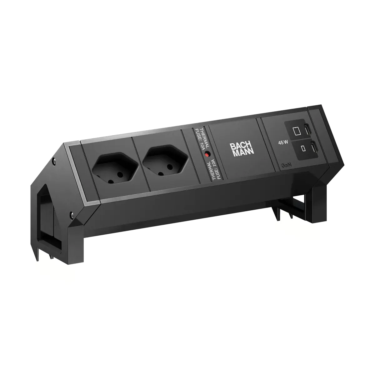 Bachmann DESK2 2xCH 90° 1xUSB C/C 45W RAL9005 schwarz - Zubehör Stromversorgung