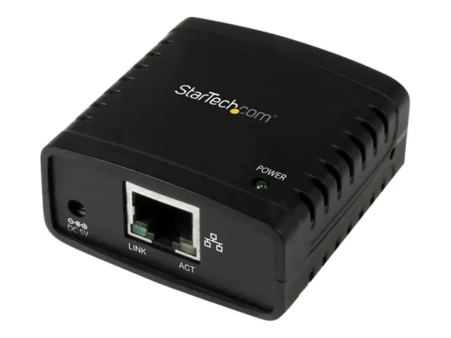 StarTech 10/100 Mbit/s Ethernet auf USB 2.0 Netzwerk LPR Printserver - USB Druckserver / Print Server mit Auto-sensing - Druckserver - USB 2.0 - 10/100 Ethernet - Schwarz - für P/N: SVA5H2NEUA