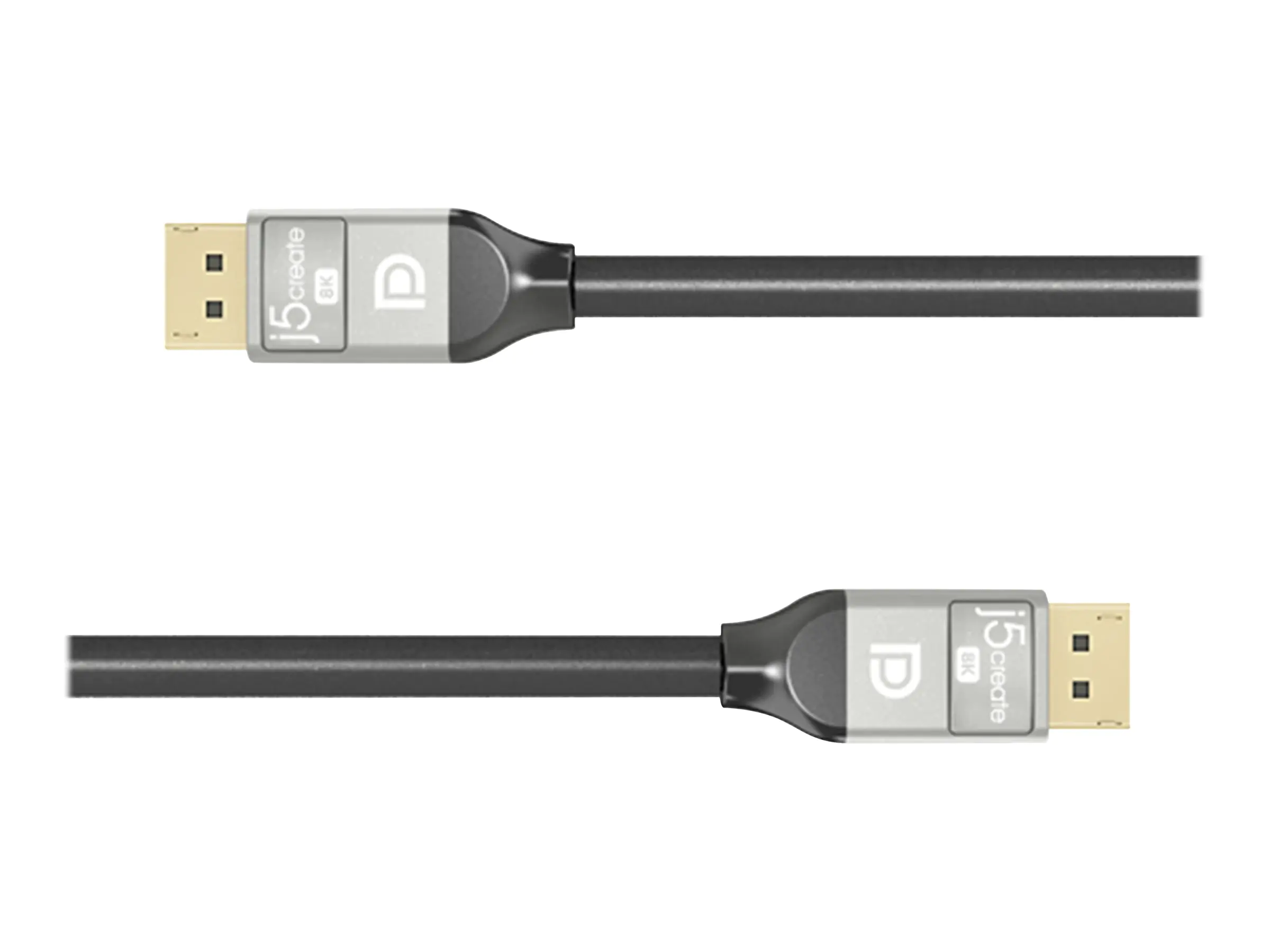 J5Create JDC43 - DisplayPort-Kabel - DisplayPort (M) eingerastet zu DisplayPort (M) eingerastet - DisplayPort 1.4 - 2 m - 8K Unterstützung, unterstützt 4K 120 Hz (4096 x 2160), bis zu 32,4 Gbps Datenrate - schwarz und grau