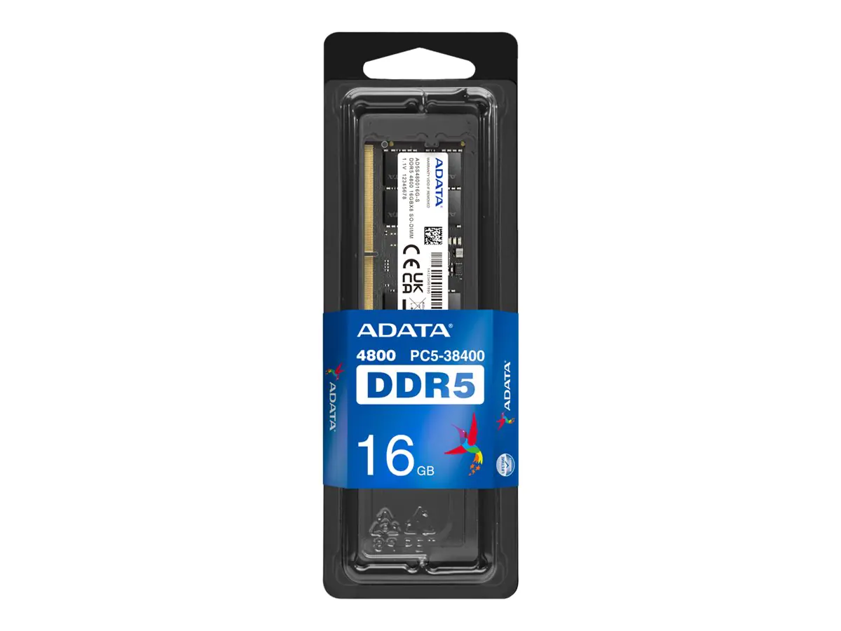 ADATA - DDR5 - Modul - 16 GB - SO DIMM 262-PIN - 4800 MHz / PC5-38400 - CL40 - 1.1 V - ungepuffert - on-die ECC - Schwarz