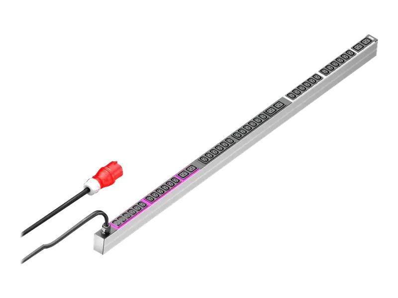 Rittal PDU Basic - Stromverteilungseinheit - Wechselstrom 400 V - 11 kW - 3 Phasen - Ausgangsanschlüsse: 42 (6 x IEC 60320 C19, 36 x IEC 60320 C13) - 0U - 3 m Schnur