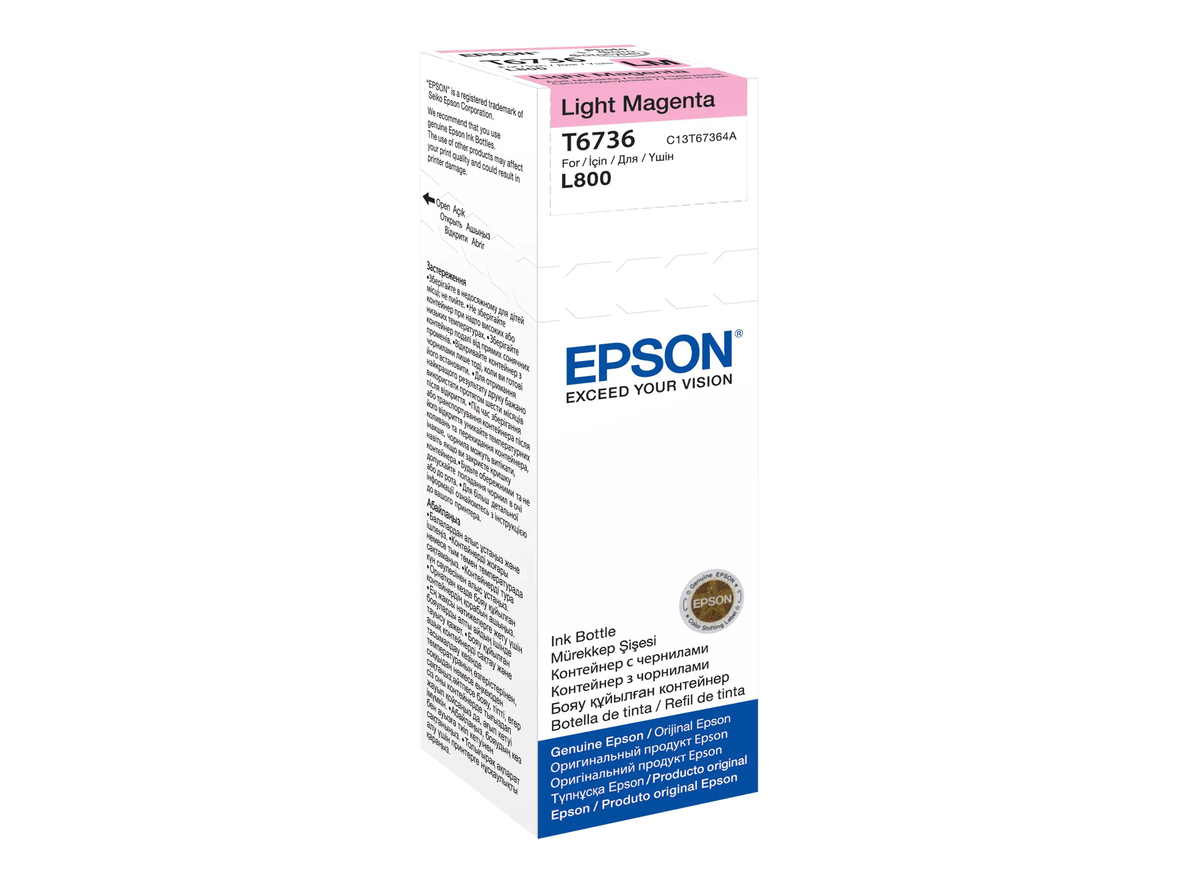 Epson T6736 - 70 ml - hellmagentafarben - original - Nachfülltinte - für Epson L1800, L800, L805, L810, L850; EcoTank L1800